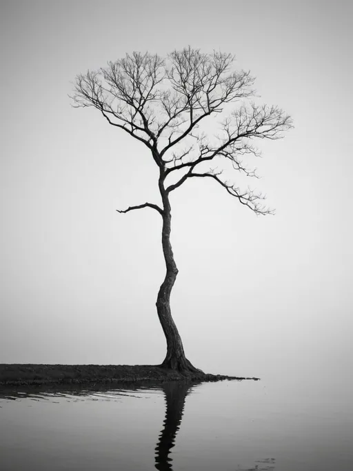 Prompt: photograph of tree, black and whitie