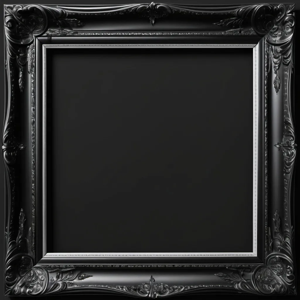 Prompt: Black picture frame transparent png