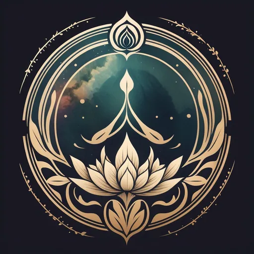 Prompt: Logo Concept for Your Record Label:

Style:
A blend of elegant mysticism and natural artistry, incorporating fine detailing to emphasize spiritual and creative themes.

Theme:
The design should evoke a sense of inner peace, inspiration, and a connection to the divine through nature. The mystical and uplifting aspects can be emphasized through subtle artistic flourishes.

Elements:
The centerpiece is a purple water lily, depicted with intricate, vibrant petals that radiate a magical glow. Surrounding it, faint, swirling patterns can suggest mystical energy or a ripple effect on water, symbolizing inspiration spreading outward.

Typography:
Consider a typeface that is elegant yet approachable, such as a serif font with subtle curves or a clean script font. The text can harmonize with the natural and spiritual elements without overpowering them.

Color Palette:
Vibrant and harmonious colors with a focus on shades of purple (the lily), complemented by accents of golden yellow, deep blue, and emerald green to symbolize spirituality, creativity, and nature. A touch of white or silver could add a celestial feel.

Shape:
A circular design with the water lily at the center. The edges of the circle might incorporate faint, ethereal patterns, like leaves, waves, or mandala-inspired details, to enhance the mystical vibe.

Record Label Identity:
The logo should feel uplifting, magical, and fresh, reflecting the devotional and spiritual essence of your music. The combination of the circular shape and vibrant nature-inspired elements will make it feel timeless and inviting.