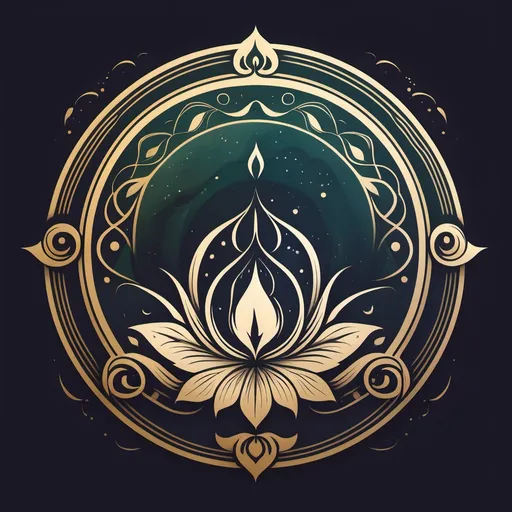 Prompt: Logo Concept for Your Record Label:

Style:
A blend of elegant mysticism and natural artistry, incorporating fine detailing to emphasize spiritual and creative themes.

Theme:
The design should evoke a sense of inner peace, inspiration, and a connection to the divine through nature. The mystical and uplifting aspects can be emphasized through subtle artistic flourishes.

Elements:
The centerpiece is a purple water lily, depicted with intricate, vibrant petals that radiate a magical glow. Surrounding it, faint, swirling patterns can suggest mystical energy or a ripple effect on water, symbolizing inspiration spreading outward.

Typography:
Consider a typeface that is elegant yet approachable, such as a serif font with subtle curves or a clean script font. The text can harmonize with the natural and spiritual elements without overpowering them.

Color Palette:
Vibrant and harmonious colors with a focus on shades of purple (the lily), complemented by accents of golden yellow, deep blue, and emerald green to symbolize spirituality, creativity, and nature. A touch of white or silver could add a celestial feel.

Shape:
A circular design with the water lily at the center. The edges of the circle might incorporate faint, ethereal patterns, like leaves, waves, or mandala-inspired details, to enhance the mystical vibe.

Record Label Identity:
The logo should feel uplifting, magical, and fresh, reflecting the devotional and spiritual essence of your music. The combination of the circular shape and vibrant nature-inspired elements will make it feel timeless and inviting.