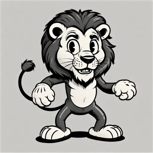 Prompt: a 2d image of a Lion in black, white and gray
