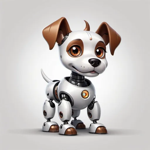 Prompt: robotic cartoon dog with brown eyes for vending service logo
