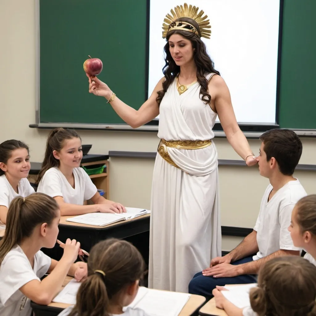 Prompt: Hygiea Greek goddess of health teaching students