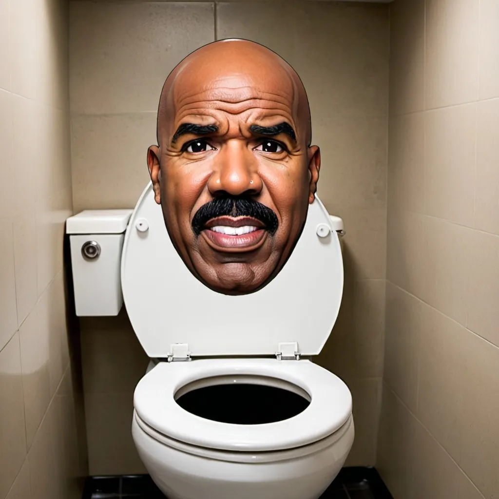 Prompt: steve harvey head in a toilet