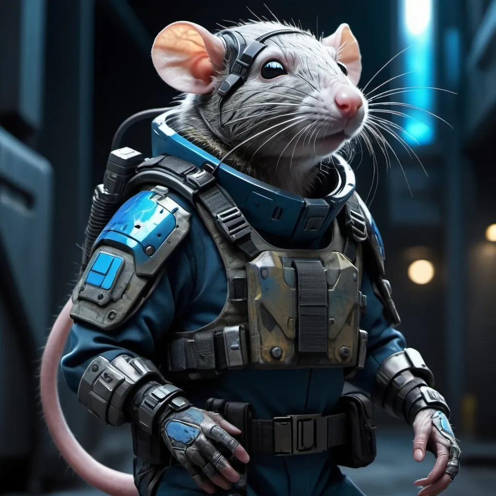 Prompt: A rat with futuristic tactical gear
