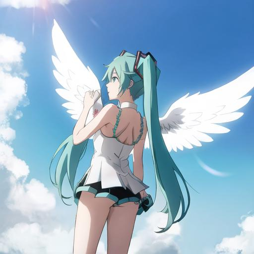 Prompt: Hatsune miku, Angel wings