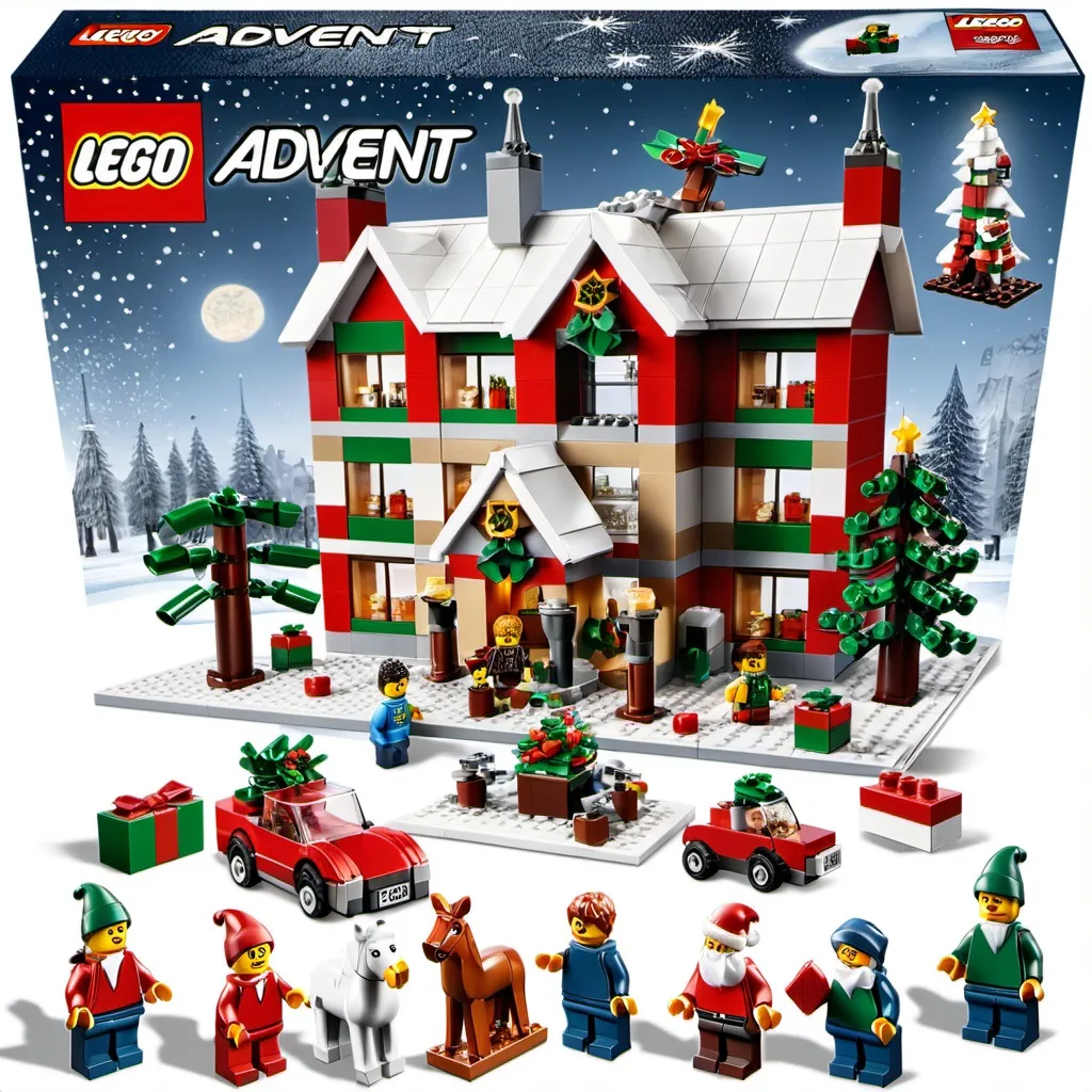 Prompt: LEGO Advent Calendar sets, which offer a fun way to count down to Christmas with daily builds.