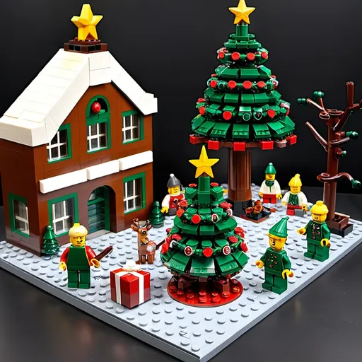 Prompt: LEGO Christmas-themed sets like the Christmas Wreath or Christmas Tree.