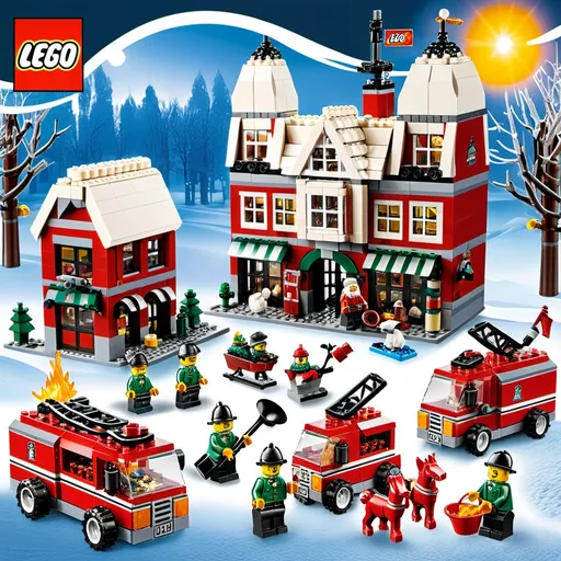 Prompt: LEGO Winter Village sets, such as the Winter Village Market or Winter Village Fire Station.