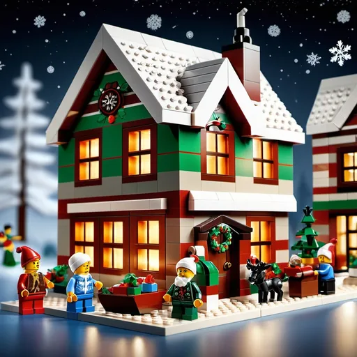 Prompt: LEGO Advent Calendar sets, (festive) collection, (colorful) builds, (cheerful) holiday spirit, intricate detailing, (countdown to Christmas), playful elements, holiday decorations, snowflakes falling, (high-quality) 4K visuals, (warm) winter ambiance, cozy setup, children playing, creativity and fun, magical atmosphere.