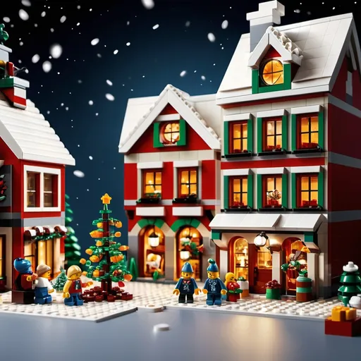 Prompt: LEGO Advent Calendar sets, (festive) collection, (colorful) builds, (cheerful) holiday spirit, intricate detailing, (countdown to Christmas), playful elements, holiday decorations, snowflakes falling, (high-quality) 4K visuals, (warm) winter ambiance, cozy setup, children playing, creativity and fun, magical atmosphere.