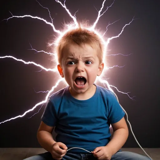 Prompt: Create me a image with a kid getting electrocuted 