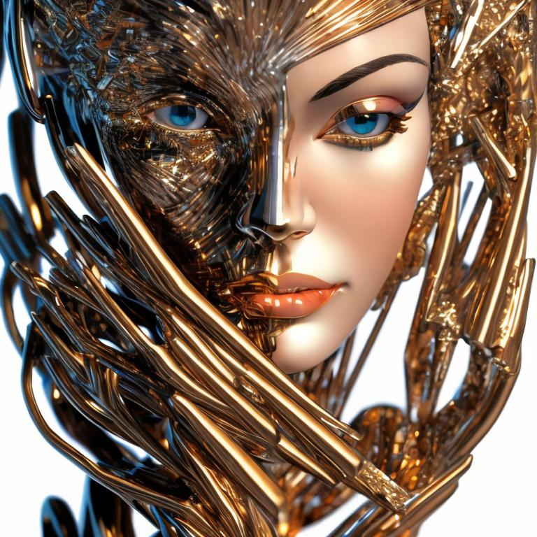 Prompt: fashion model stylized like hajime sorayama art, abstract art, 8k resolution