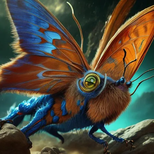 Prompt: Intense gaze, powerful stance, vibrant colors, natural environment, photorealistic, 8k resolution, detailed texture, professional, realistic lighting, butterfly, Salvador Dali style, detailed eyes, detailed fur, detailed wings, high-quality, photorealism, vibrant colors, professional lighting