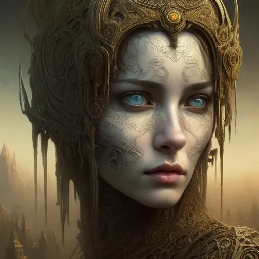 Prompt: beutiful girl, broun eyes, broun long har, she is ukrainian, sf, intricate artwork masterpiece, ominous, matte painting movie poster, golden ratio, trending on cgsociety, intricate, epic, trending on artstation, by artgerm, h. r. giger and beksinski, highly detailed, vibrant, production cinematic character render, ultra high quality model