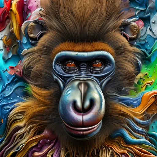 Prompt: Baboon in the style of Salvador Dali, 8k resolution, surrealistic, melting clocks, detailed fur, vibrant colors, abstract background, high-quality, surrealism, 8k resolution, detailed features, Salvador Dali style, baboon, vibrant colors, melting clocks, surrealistic, surreal background, detailed fur, artistic, high-quality visuals