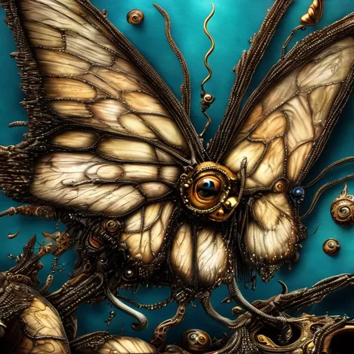 Prompt: Surrealistic 8K illustration of a majestic butterfly, melting clock elements, surreal Dali-inspired style, intricate fur patterns, intense and piercing gaze, dreamlike atmosphere, high quality, ultra-detailed, surrealism, Salvador Dali-inspired, detailed fur, surreal atmosphere, vibrant colors, intense eyes, dreamlike lighting
