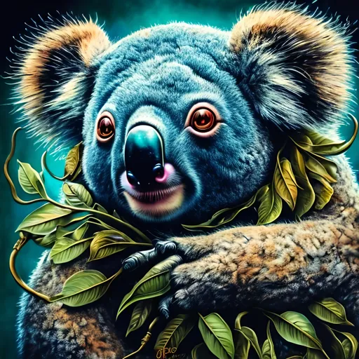 Prompt: koala, 8k resolution, surrealistic, melting clocks, detailed fur, vibrant colors, abstract background, high-quality, surrealism, 8k resolution, detailed features, Salvador Dali style, baboon, vibrant colors, melting clocks, surrealistic, surreal background, detailed fur, artistic, high-quality visuals