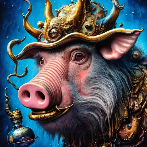 Prompt: pig, 8k resolution, surrealistic, melting clocks, detailed fur, vibrant colors, abstract background, high-quality, surrealism, 8k resolution, detailed features, Salvador Dali style, baboon, vibrant colors, melting clocks, surrealistic, surreal background, detailed fur, artistic, high-quality visuals