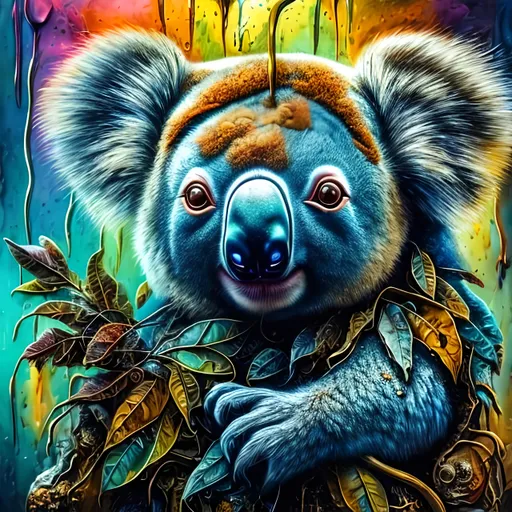 Prompt: koala, 8k resolution, surrealistic, melting clocks, detailed fur, vibrant colors, abstract background, high-quality, surrealism, 8k resolution, detailed features, Salvador Dali style, baboon, vibrant colors, melting clocks, surrealistic, surreal background, detailed fur, artistic, high-quality visuals