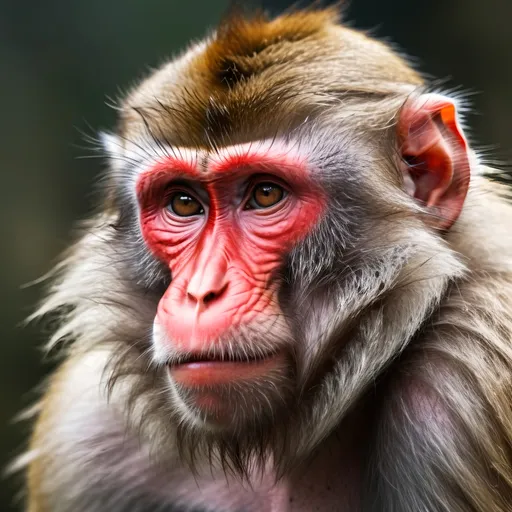 Prompt: Japanese Macaque, intense gaze, powerful stance, vibrant colors, natural environment, realistic lighting, photorealistic, 8k resolution, detailed texture, professional, high-quality