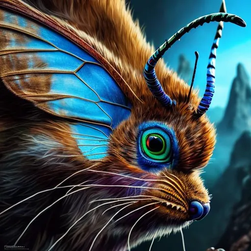 Prompt: Intense gaze, powerful stance, vibrant colors, natural environment, photorealistic, 8k resolution, detailed texture, professional, realistic lighting, butterfly, Salvador Dali style, detailed eyes, detailed fur, detailed wings, high-quality, photorealism, vibrant colors, professional lighting