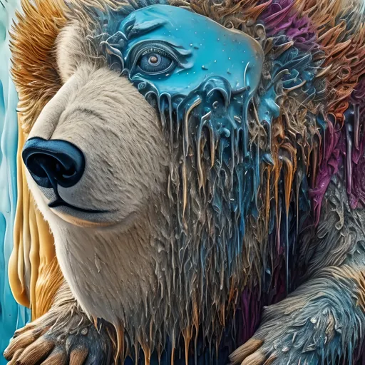 Prompt: polar bear, 8k resolution, surrealistic, melting clocks, detailed fur, vibrant colors, abstract background, high-quality, surrealism, 8k resolution, detailed features, Salvador Dali style, baboon, vibrant colors, melting clocks, surrealistic, surreal background, detailed fur, artistic, high-quality visuals