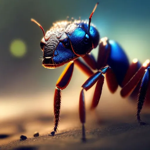 Prompt: intense gaze, powerful stance, vibrant colors, natural environment, photorealistic, 8k resolution, detailed texture, professional, realistic lighting, ant, high-quality