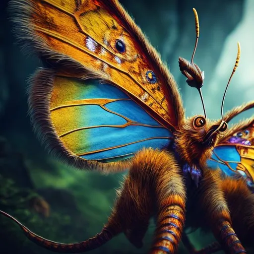 Prompt: Intense gaze, powerful stance, vibrant colors, natural environment, photorealistic, 8k resolution, detailed texture, professional, realistic lighting, butterfly, Salvador Dali style, detailed eyes, detailed fur, detailed wings, high-quality, photorealism, vibrant colors, professional lighting