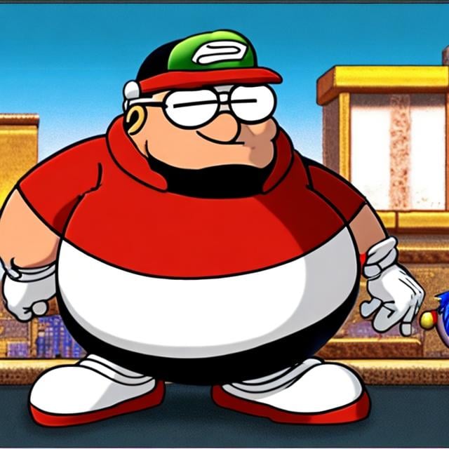 Prompt: peter griffin in sonic the hedgehog 2 for the sega genesis