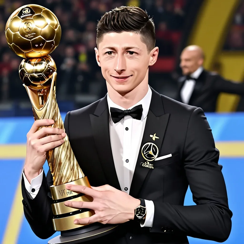 Prompt: Lewandoski winning the ballon d'or