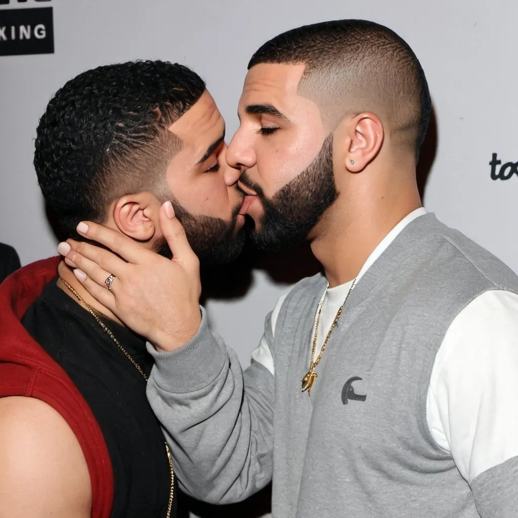 Prompt: Drake kissing his boyfriend 