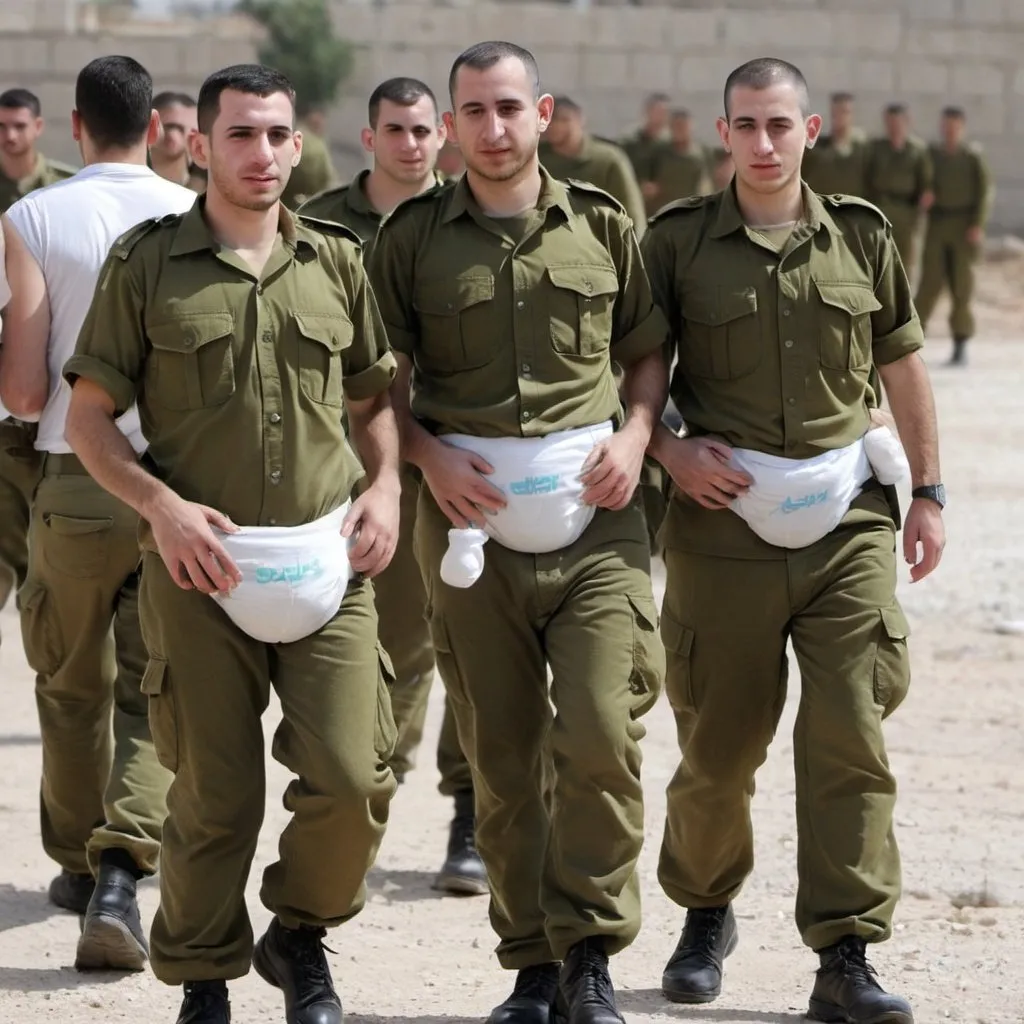 Prompt: Israeli soldiers wearing diapers.