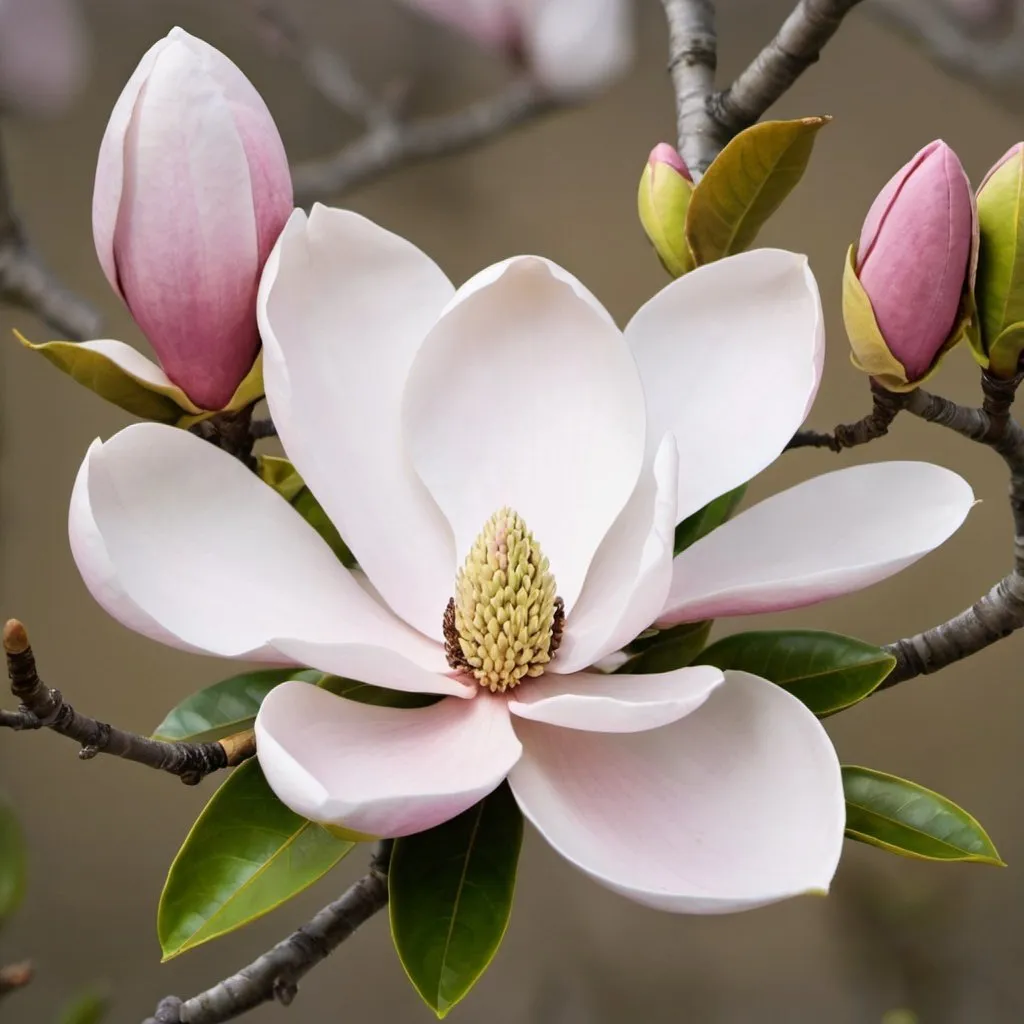 Prompt: magnolia flower and buds
