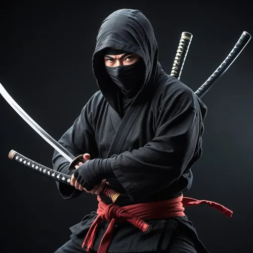 Prompt: hyper realistic image of a ninja holding a katana sword