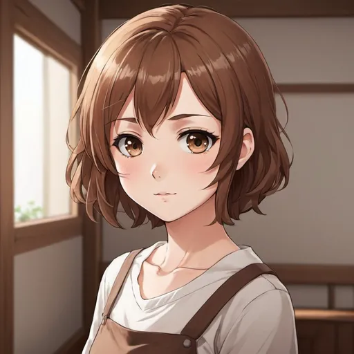 Prompt: anime girl with short brown hair
