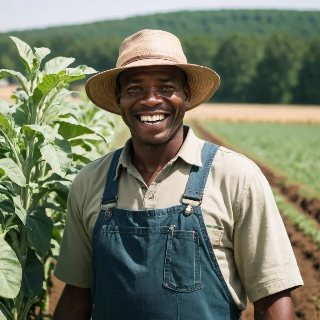 Prompt: A happy  black farmer