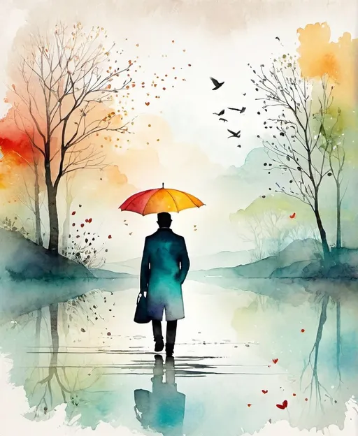 Prompt: colorful watercolour wash sfumato illustration by  Gabriel Pacheco: I was supposed to protect you forever. I was supposed to be with and love you forever. I was not supposed to miss you forever. Whimsical  landscape background 