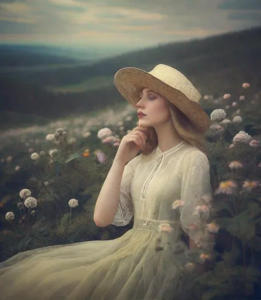 Prompt: Single image: A Very Beautiful pretty dreamy lady, beautiful face, in a eerie landscape art by Anka Zhuravleva, Sandy Welch, Christoffer Relander, Jane Small, Aliza Razell, Eduard Veith, Joel Robison, Mikhail Vrubel, Ferdinand Hodler,  William Timlin, Charles Rennie Mackintosh, John Lowrie Morrison, Sidney Nolan. 3/4 portrait, 3d, Volumetric lighting, mixed media, Best quality, crisp quality, sharp focus elegant intricate beautiful award winning fantastic view close up ultra detailed focused