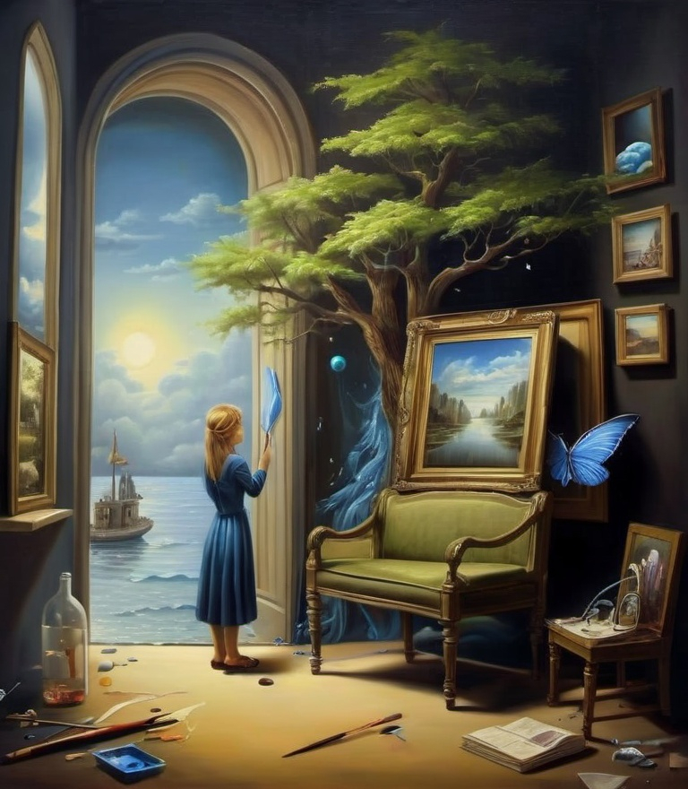 Prompt: you are a genius painter ; this is your best art work ; a surreal magical realism painting 