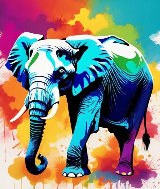 Prompt: an elephant standing in the distance, with colorful backgrounds, in the style of dye-transfer, bold posters, luminous sfumato, use of bright colors, resin, bento, colorful --ar 61:93 --stylize 250 --no t-shirt, mockup, palette, deformity, words, text, signature, border, watermark 