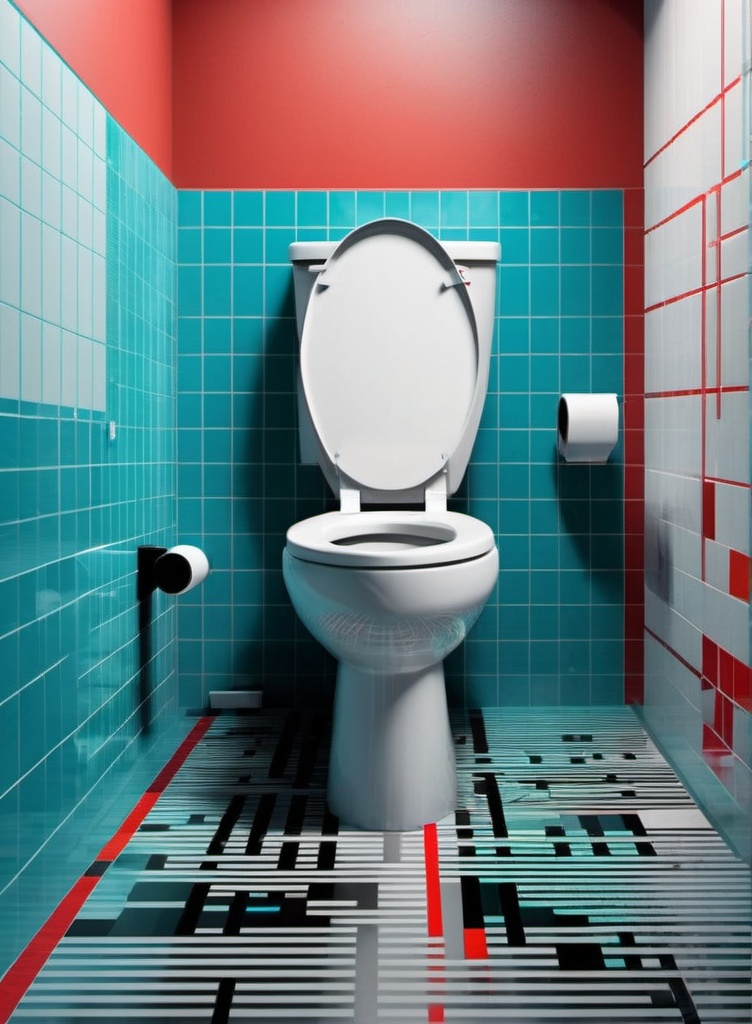 Prompt: Are you unclogging your toilet incorrectly? This constructivist glitch art is the only tool you should use