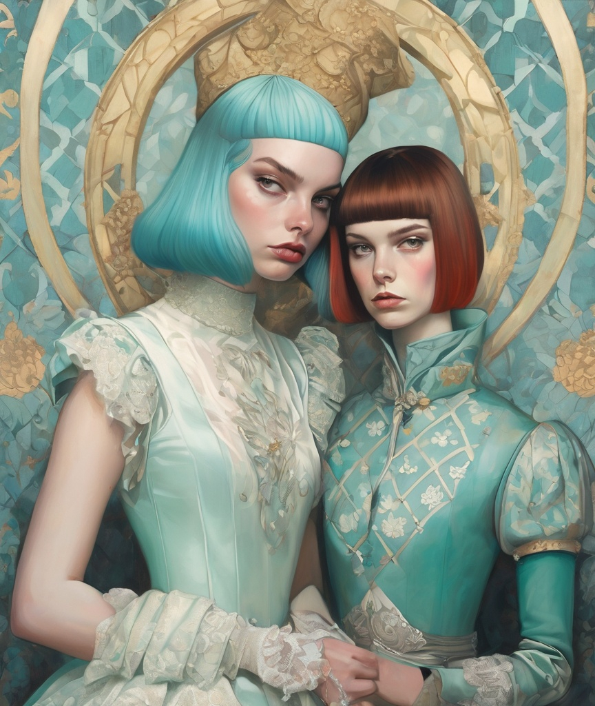 Prompt: medieval grunge punk portrait, oil painting, style of martine johanna and ray caesar