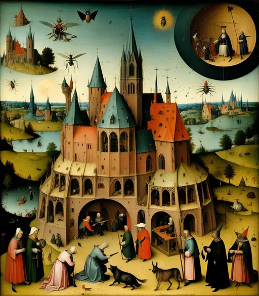 Prompt: german Medieval grunge by Hieronymus Bosch 