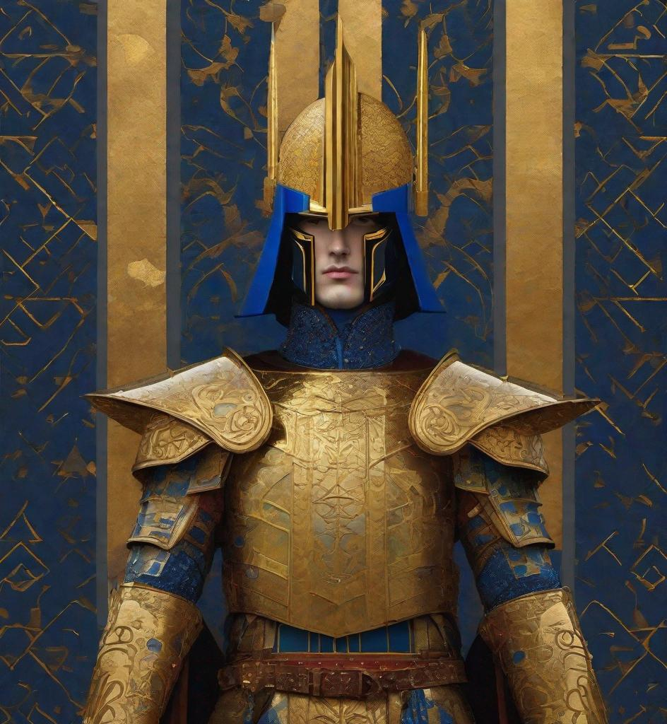 Prompt: A medieval grunge Optimus Prime knight in Klimt, Bastien Lecouffe-Deharme, Hayv Kahraman, Erik Madigan Heck, Nicholas Hughes styles