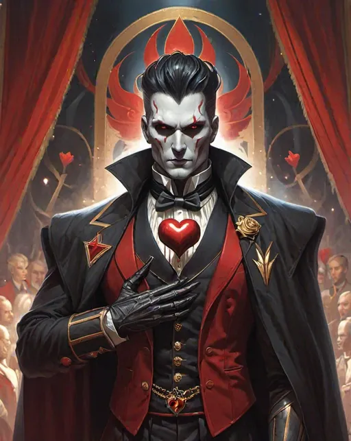 Prompt: sartorial circus macabre, sacred heart, yuuzhan vong:: joel robinson:: artgerm, kawacy