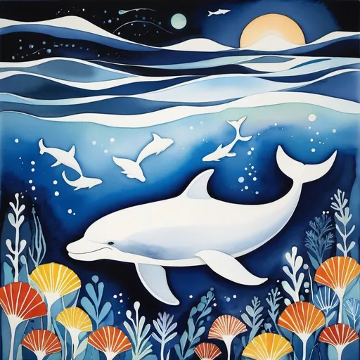 Prompt: beluga whale by Rosina Wachtmeister 
