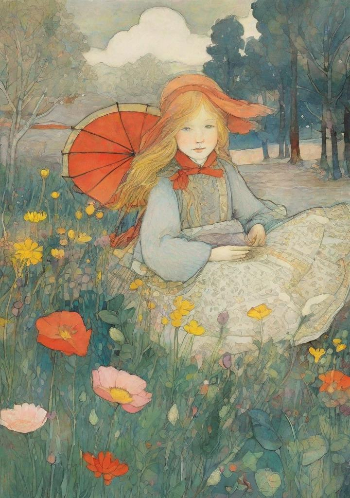 Prompt: Lovely pretty magical  girl  Illustration art by Ferdinand Hodler, Sam Toft, Yulia Brodskaya, Jamie Heiden, Edward Julius Detmold, Thomas Edwin Mostyn, Hiro isono, James Wilson Morrice, Iwona Lifsches, Axel Scheffler, Gerhard Richter, pol Ledent, Robert Ryman. Guache Impasto and volumetric lighting. Mixed media, elegant, intricate, beautiful, award winning, fantastic view, 4K 3D, high definition, hdr, focused, iridescent watercolor and ink