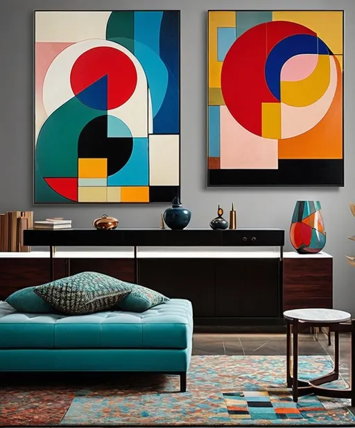 Prompt: The Lovers, abstract surreal garage sale by kandinsky, nate berkus interior 