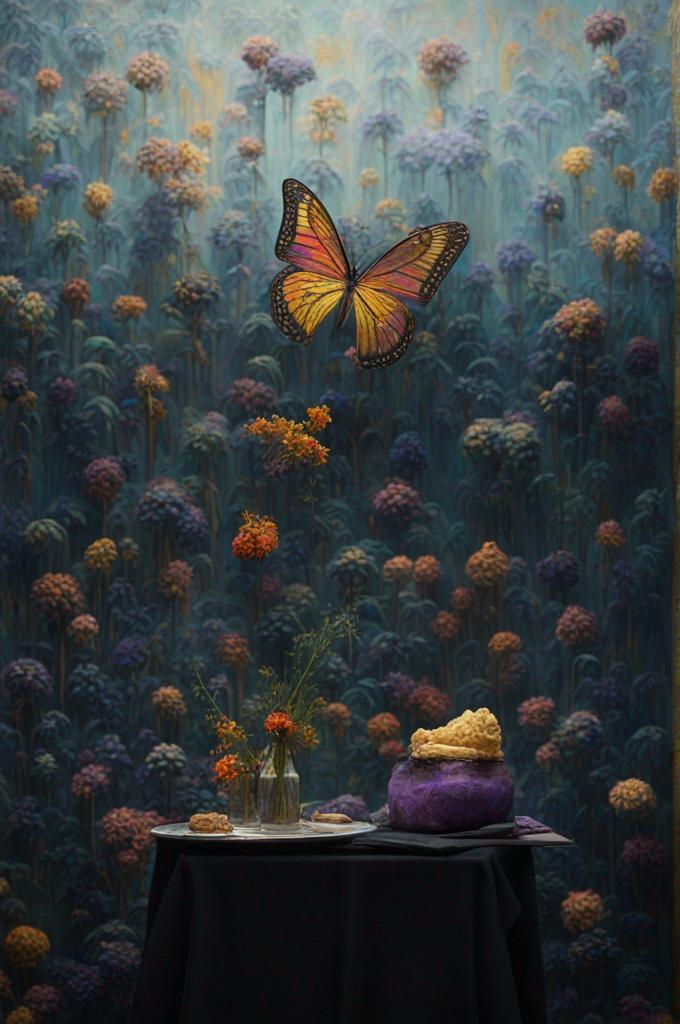 Prompt:  the scream munch , neo fauvist holy ark of covenant acherontia , gold gilded details I feel (I feel) the lavender haze creepin' up on me , shimmering, hardboiled, photography by sandra silberzweig, Josef Frank, Lucienne Day, Ori Gherst,Animorphia - Kerby Rosanes, James christensen , 16K HD, sharp focus, attention to details 
